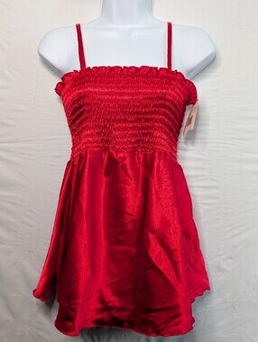 No Boundaries Juniors Medium Red Bodice Satin Tank Top Y2K Dollette Coquette